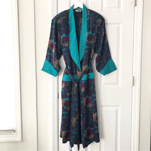 Victoria's Secret Other - Victoria's Secret Vintage Gold Label  Long Robe Tassel Tie Jacquard Trim Medium